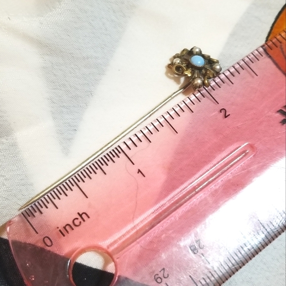 VICTORIAN Era 1800s Opal Seed Pearl GF  Stick Pin - Picture 6 of 7